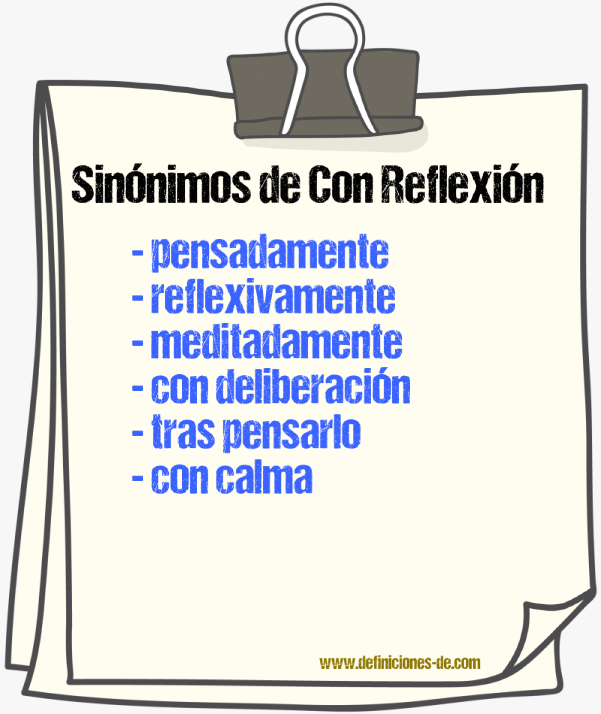 Sinónimos de con reflexión