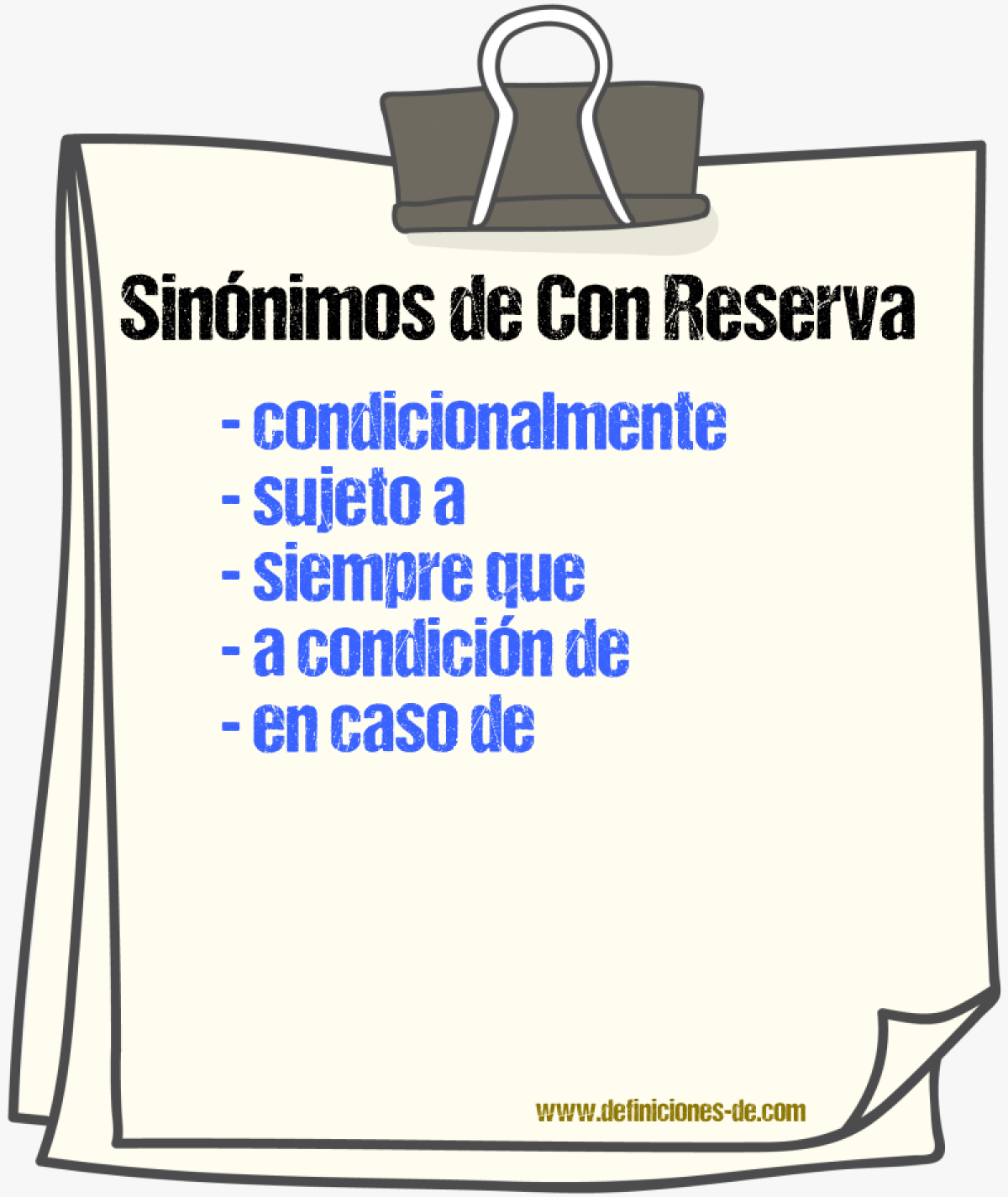 Sinónimos de con reserva