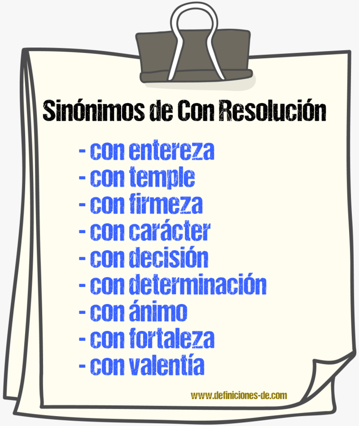 Sinónimos de con resolución