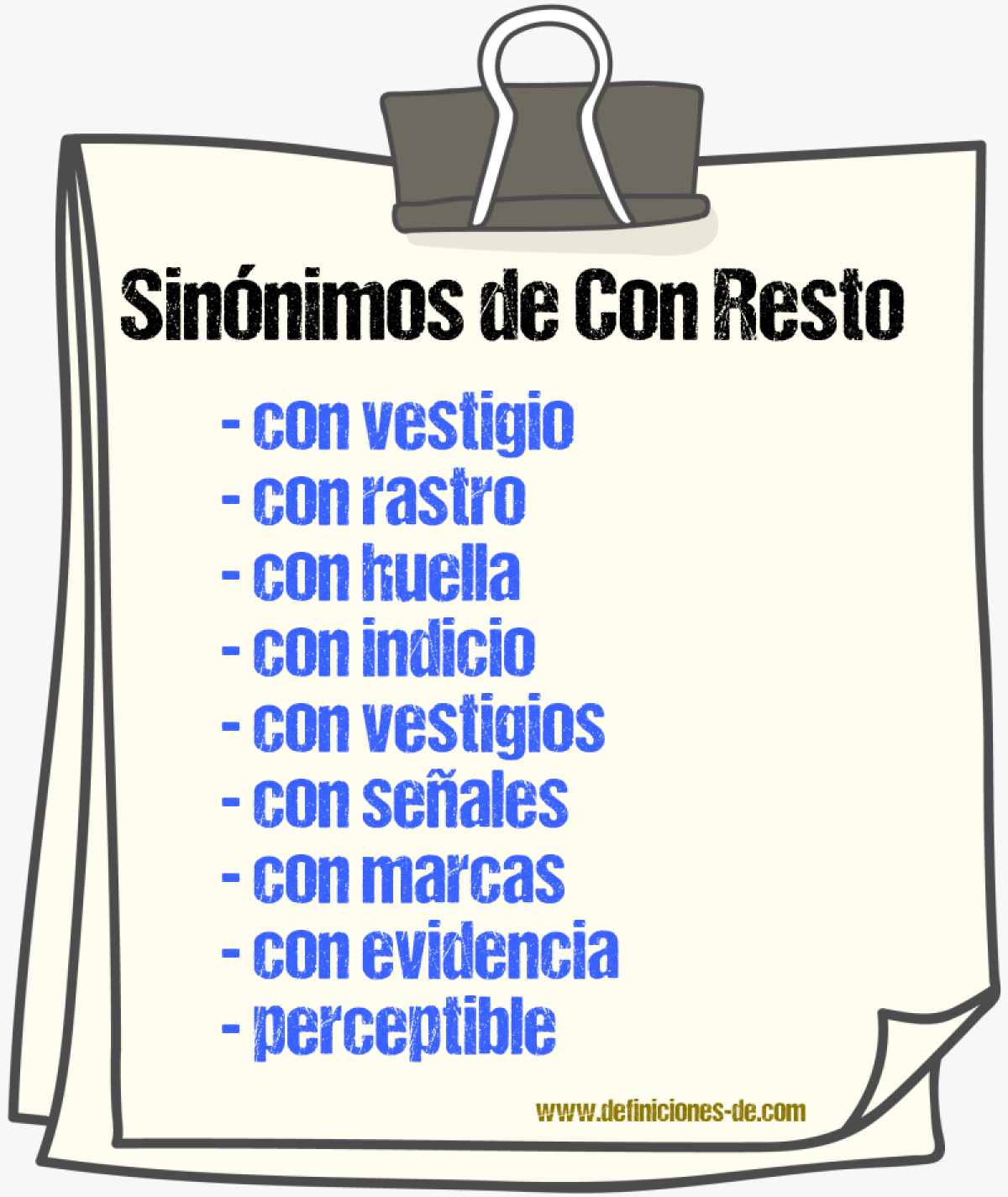 Sinónimos de con resto