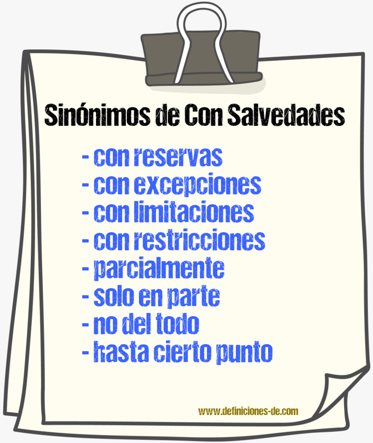 Sinónimos de con salvedades