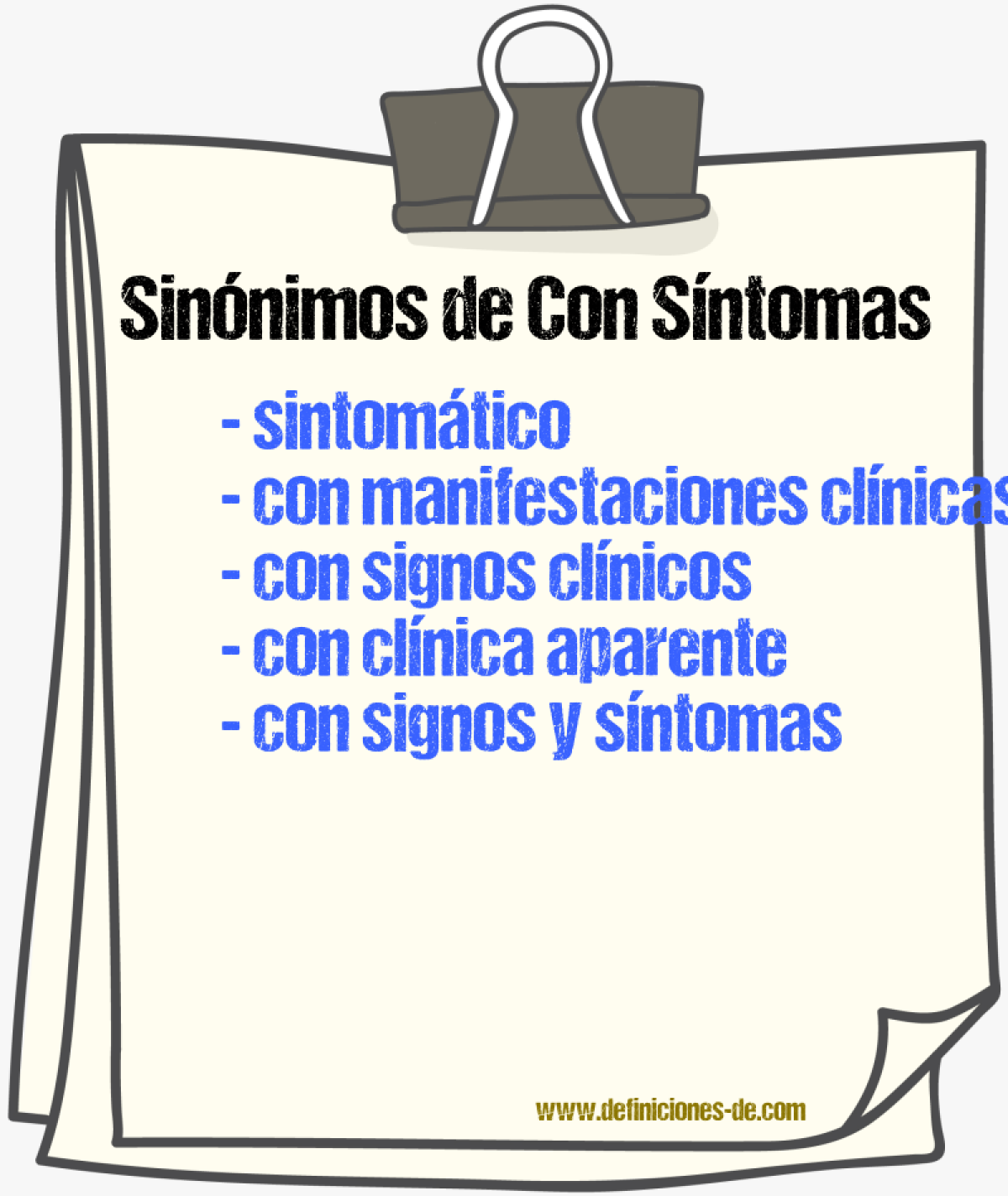 Sinónimos de con síntomas