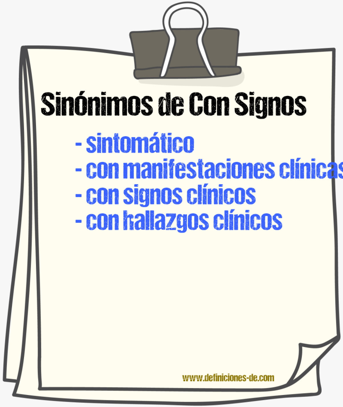 Sinónimos de con signos