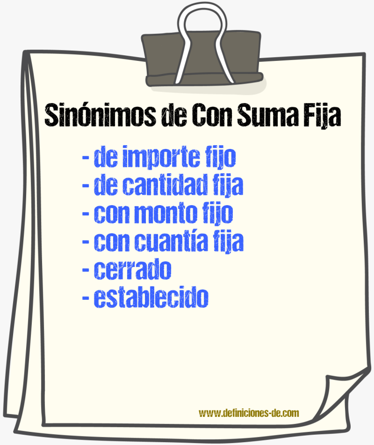Sinónimos de con suma fija