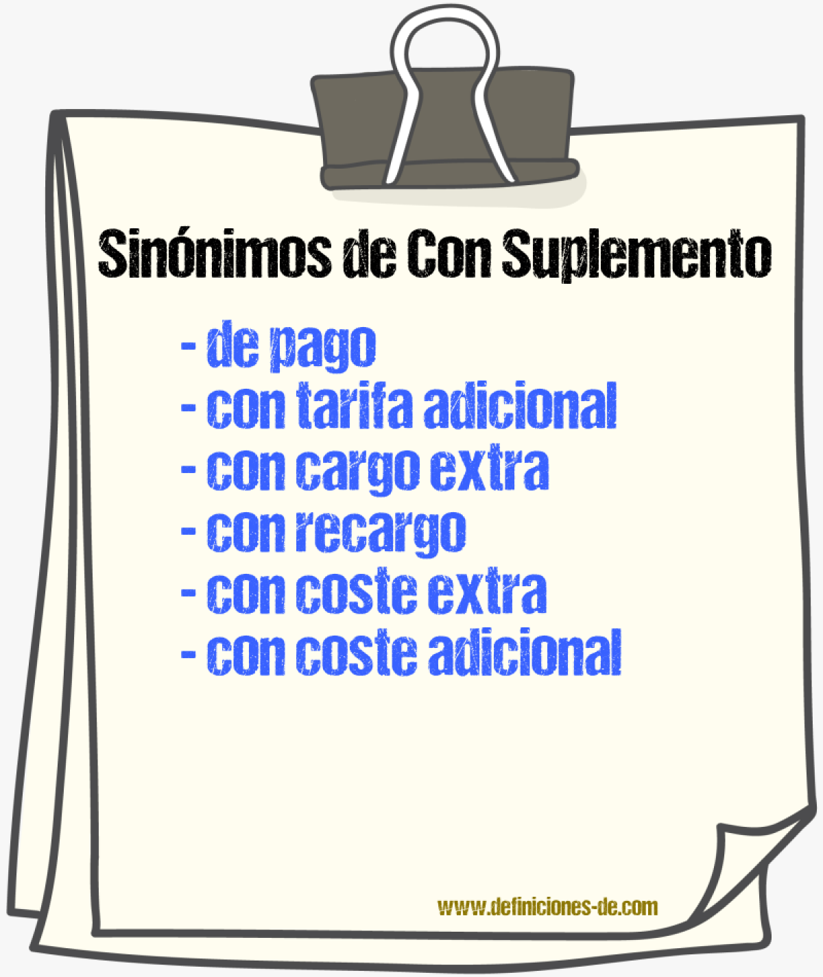 Sinónimos de con suplemento