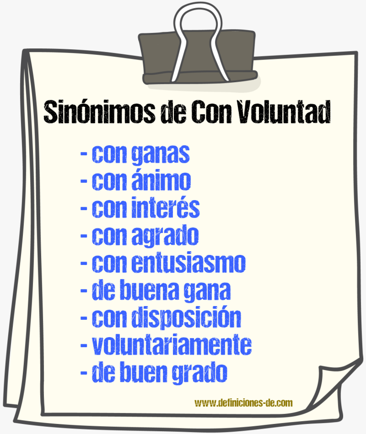 Sinónimos de con voluntad