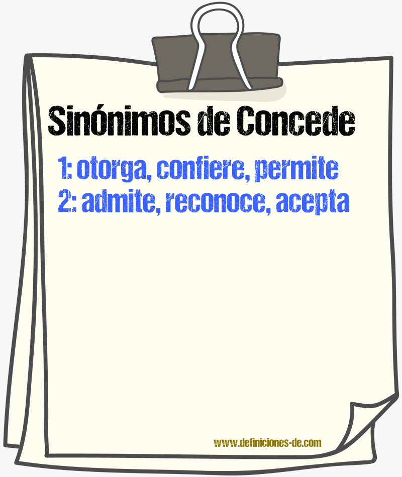 Sinónimos de concede