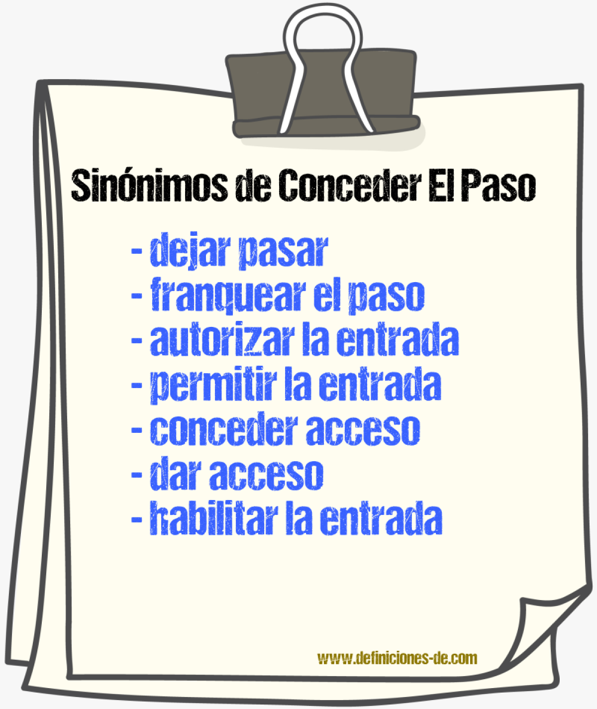 Sinónimos de conceder el paso