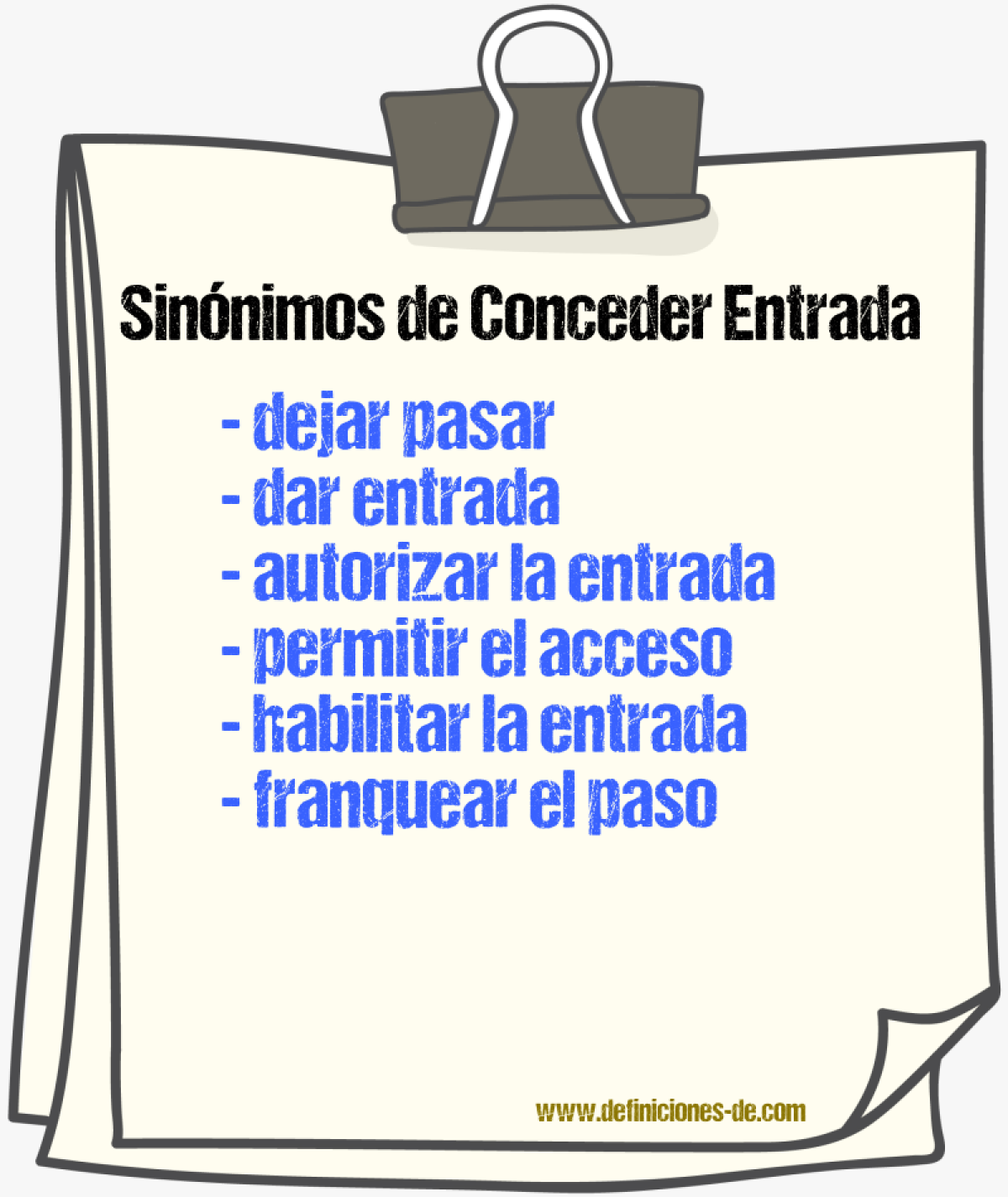 Sinónimos de conceder entrada