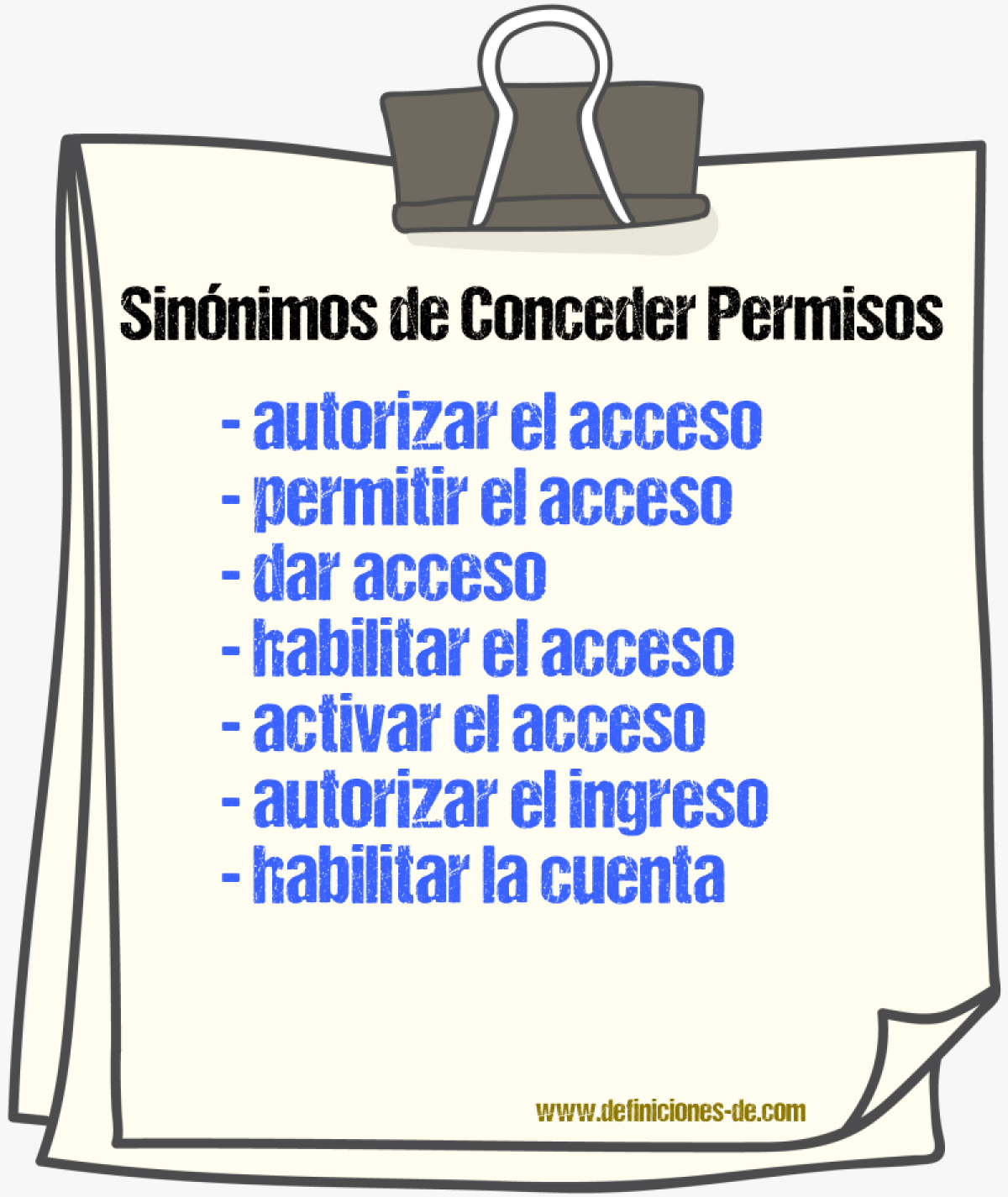 Sinónimos de conceder permisos
