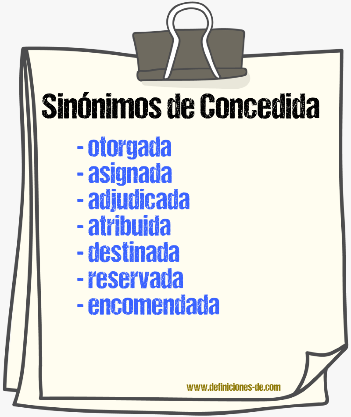 Sinónimos de concedida
