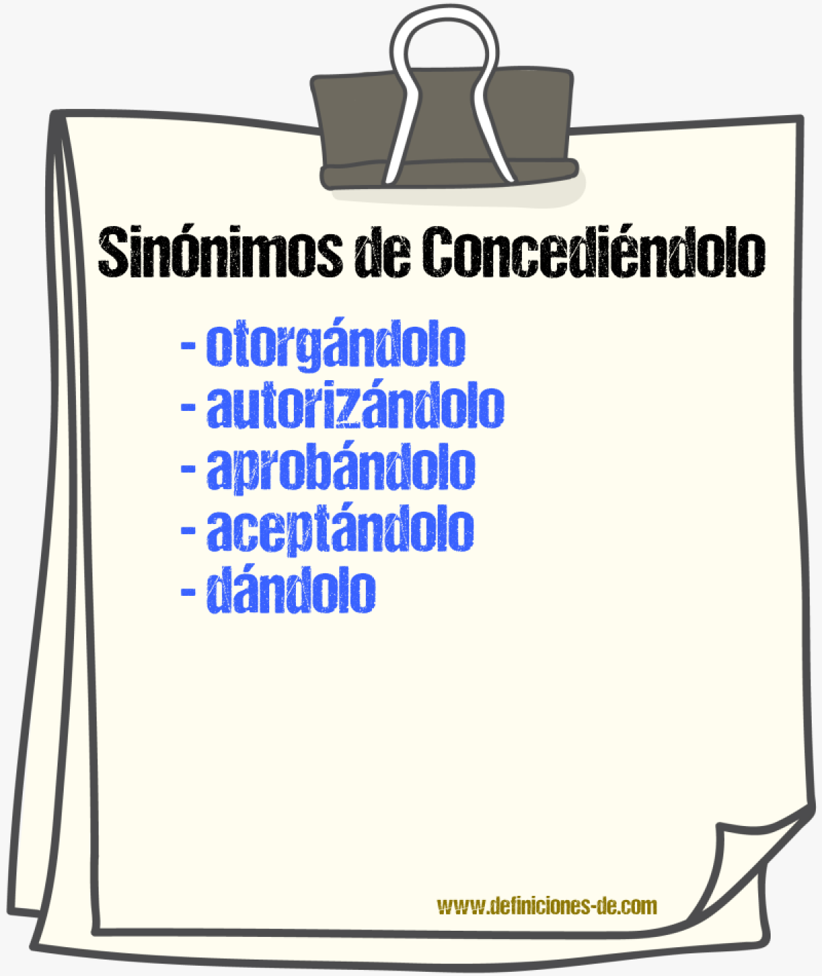 Sinónimos de concediéndolo