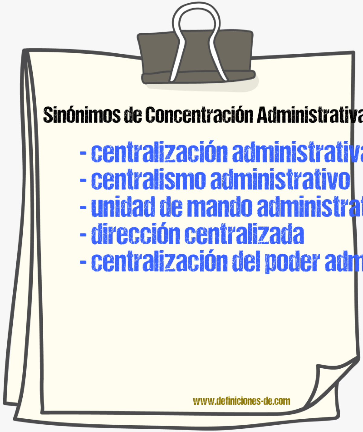 Sinónimos de concentración administrativa