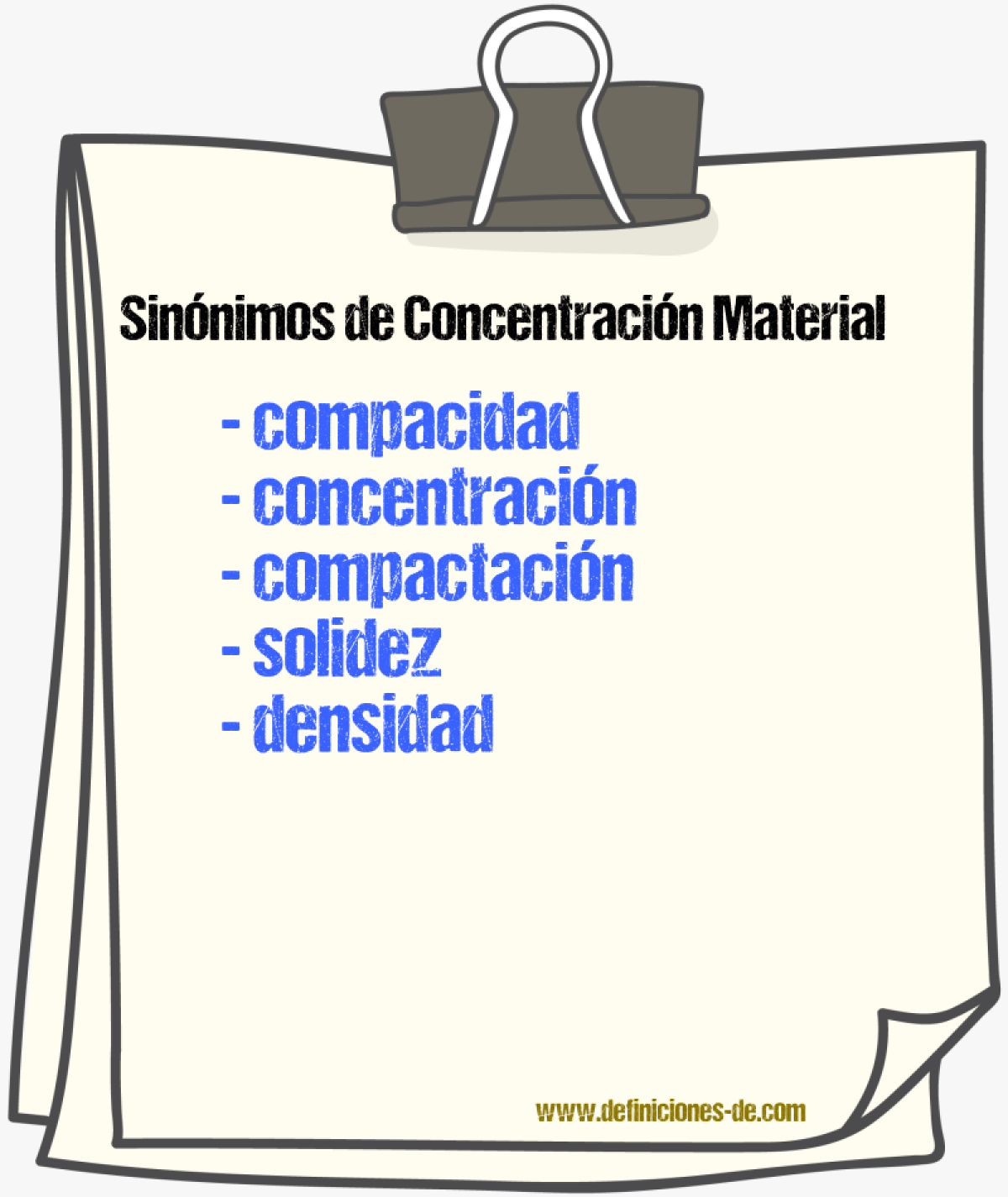Sinónimos de concentración material
