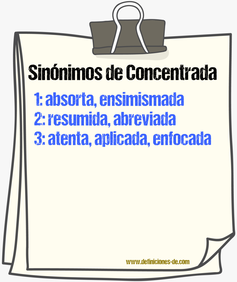 Sinónimos de concentrada