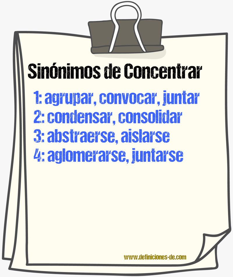 Sinnimos de concentrar