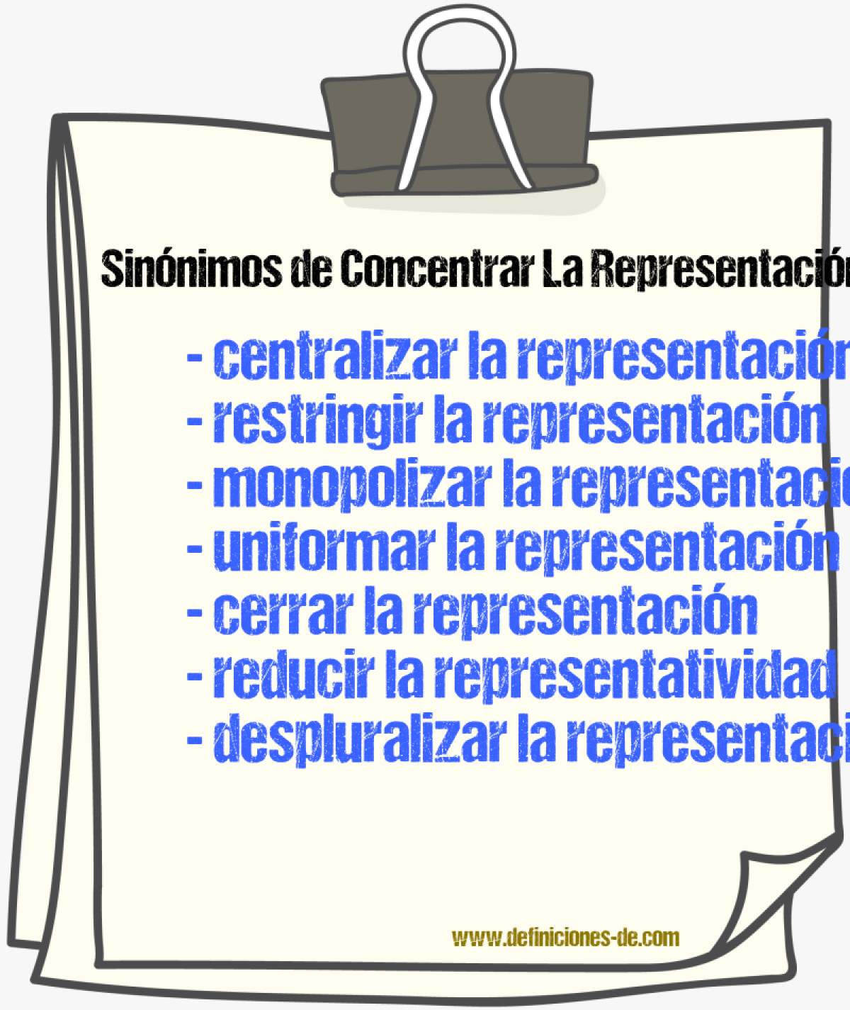 Sinónimos de concentrar la representación