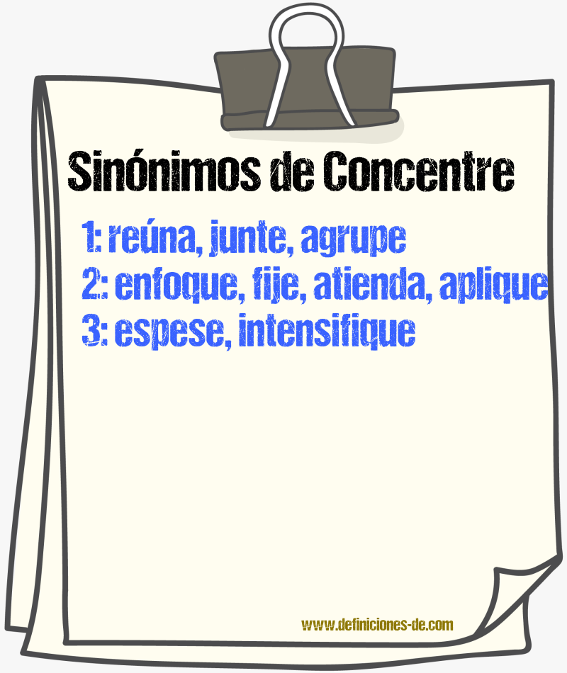 Sinónimos de concentre