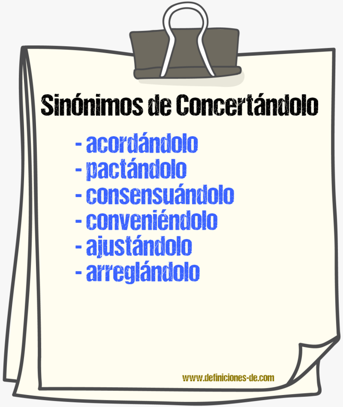 Sinónimos de concertándolo