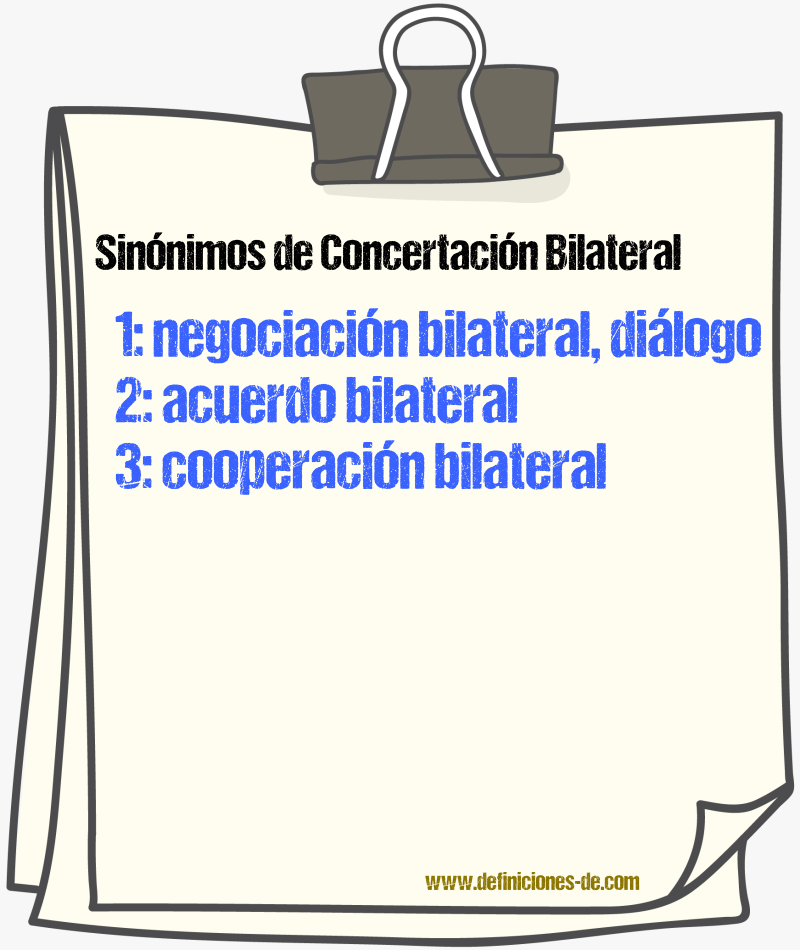 Sinónimos de concertación bilateral