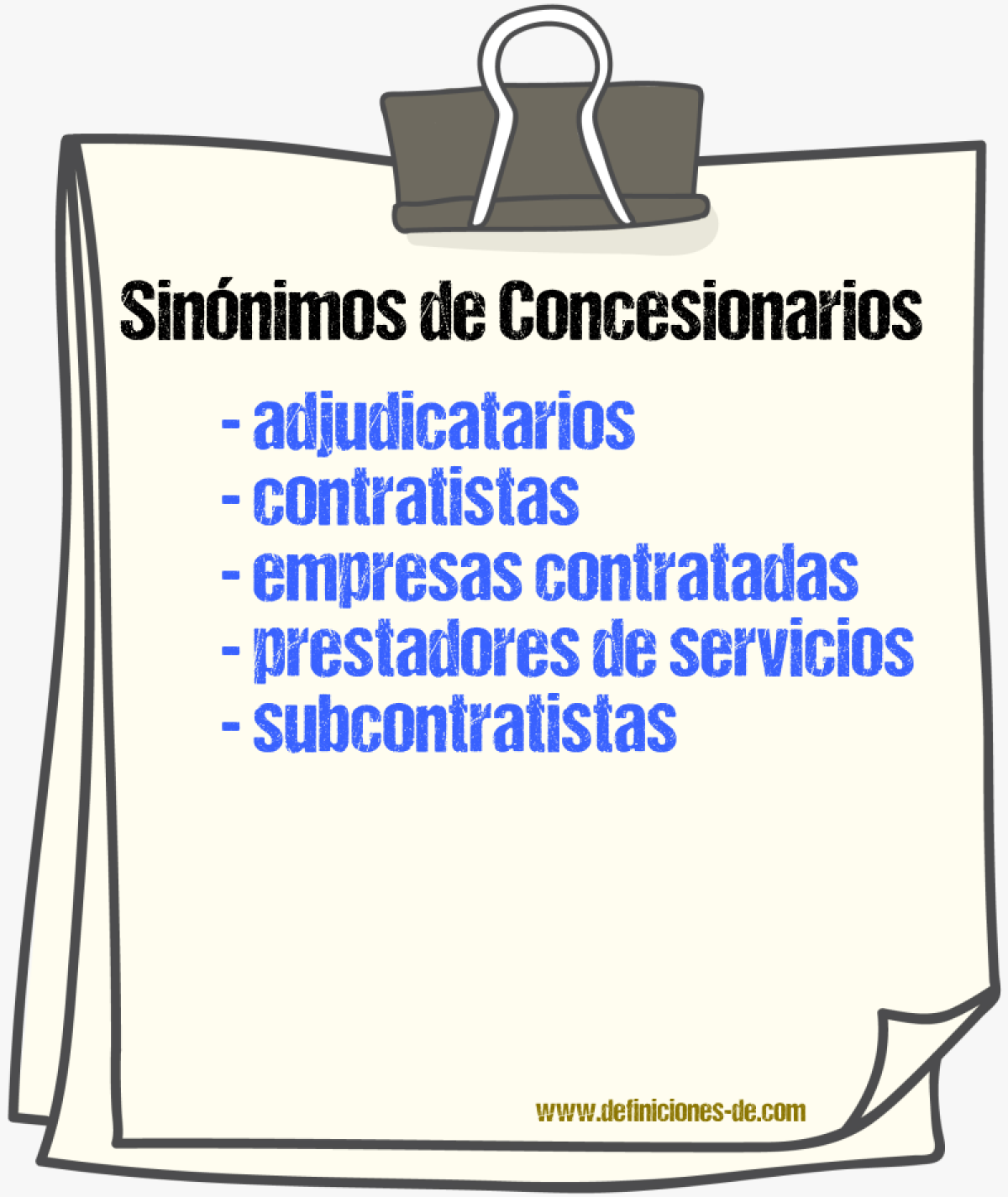 Sinónimos de concesionarios