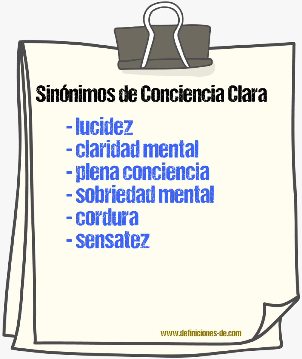 Sinónimos de conciencia clara