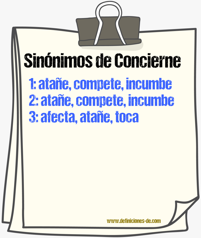 Sinónimos de concierne