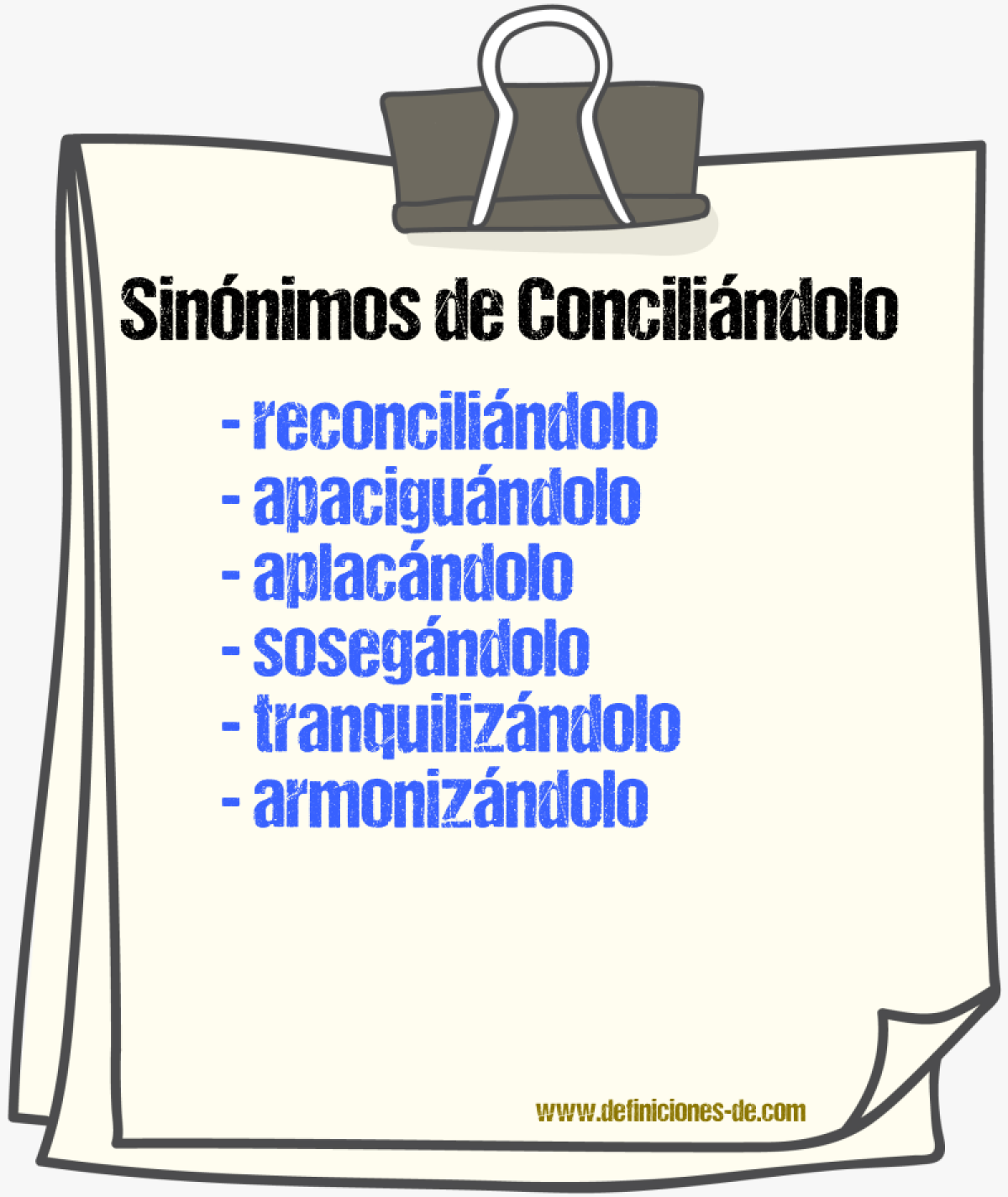 Sinónimos de conciliándolo