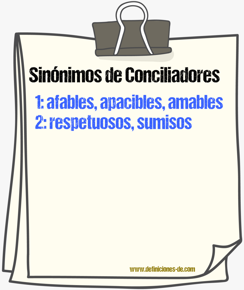 Sinónimos de conciliadores
