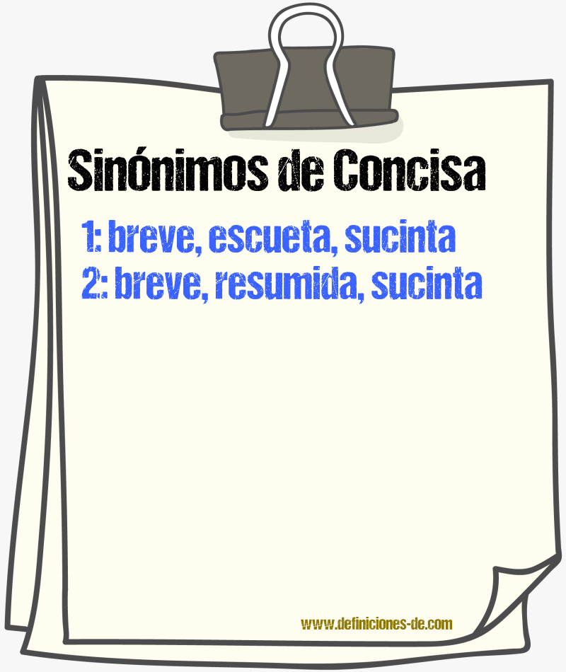 Sinónimos de concisa