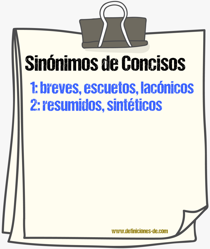 Sinónimos de concisos
