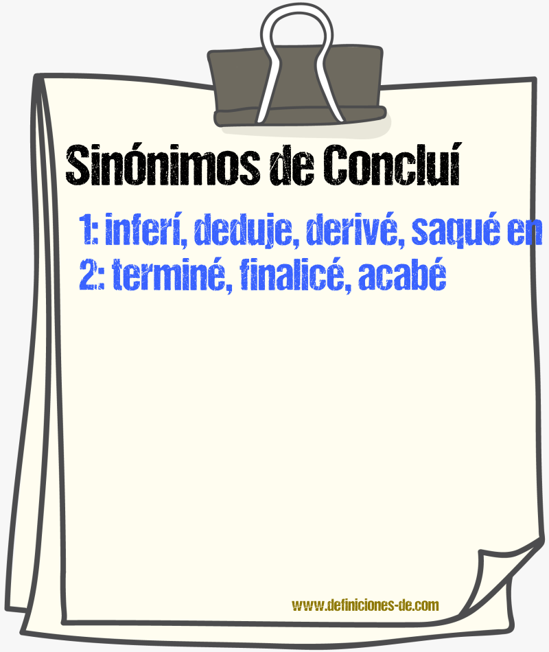 Sinónimos de concluí