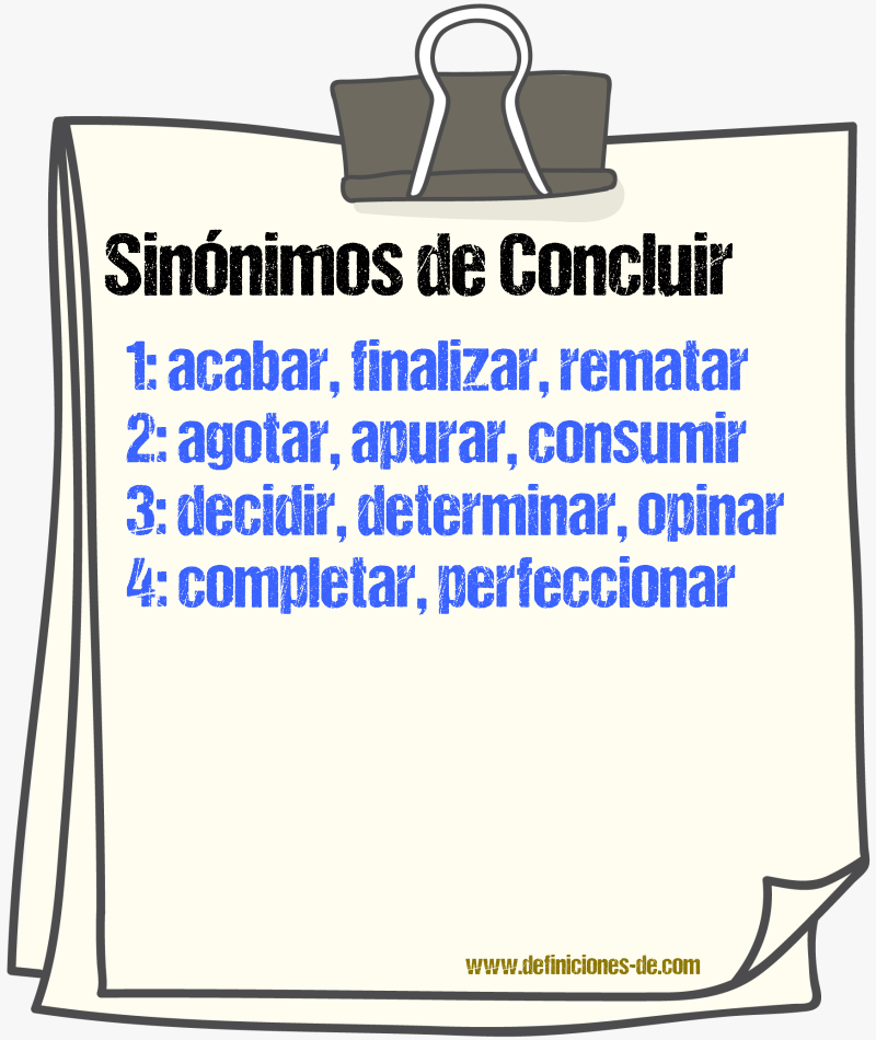 Sinnimos de concluir