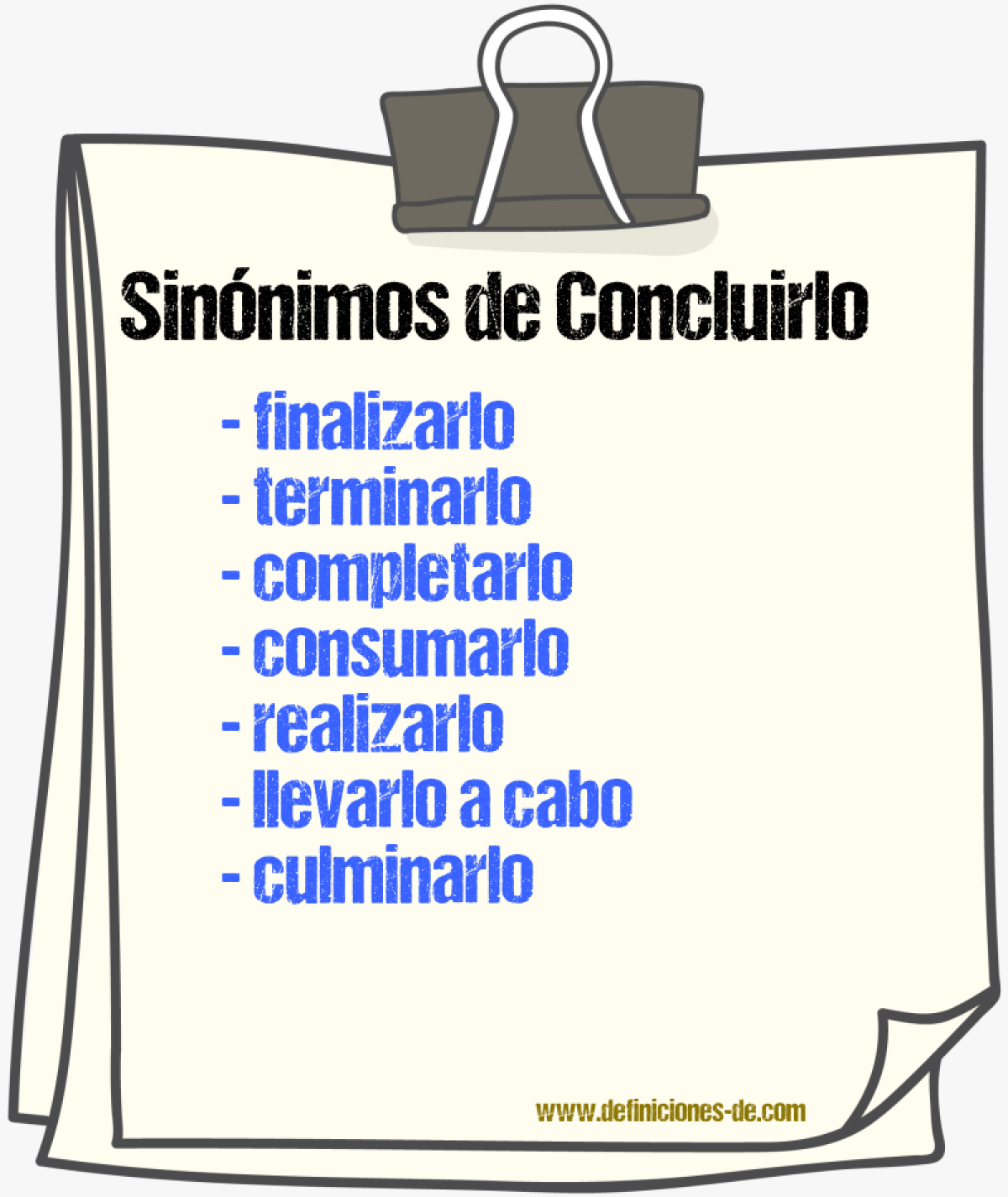 Sinónimos de concluirlo