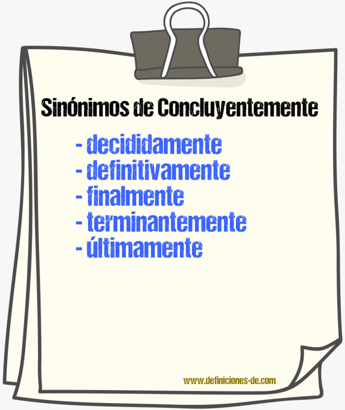 Sinnimos de concluyentemente