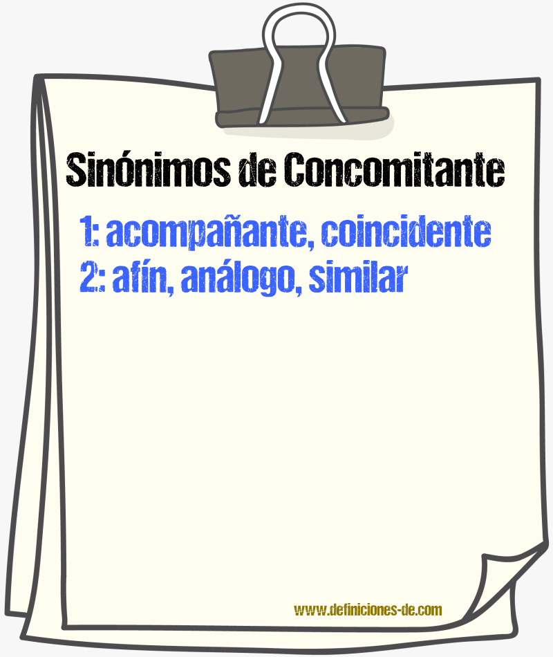 Sinnimos de concomitante