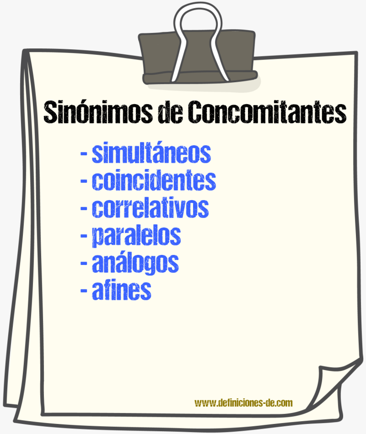 Sinónimos de concomitantes