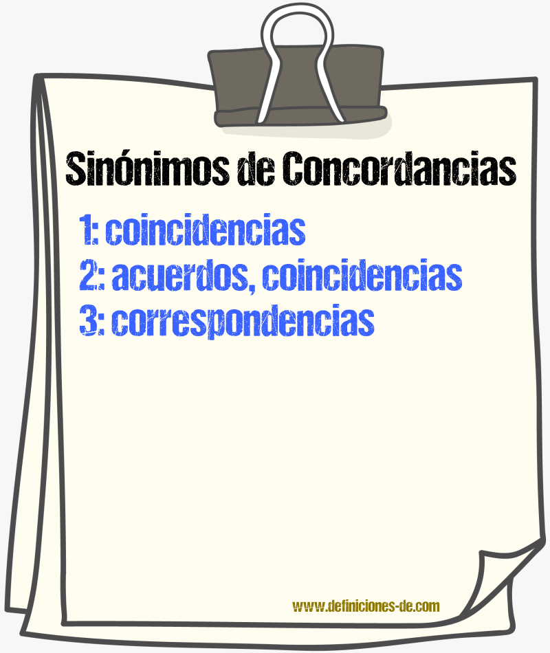 Sinónimos de concordancias