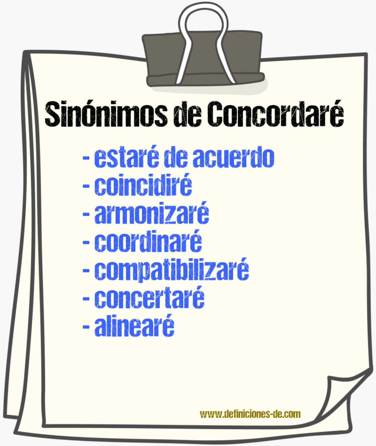 Sinónimos de concordaré