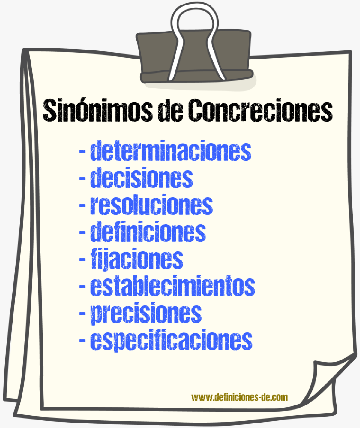 Sinónimos de concreciones