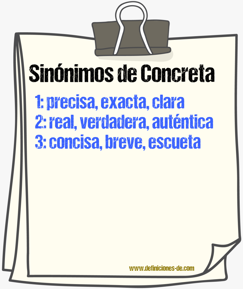 Sinónimos de concreta