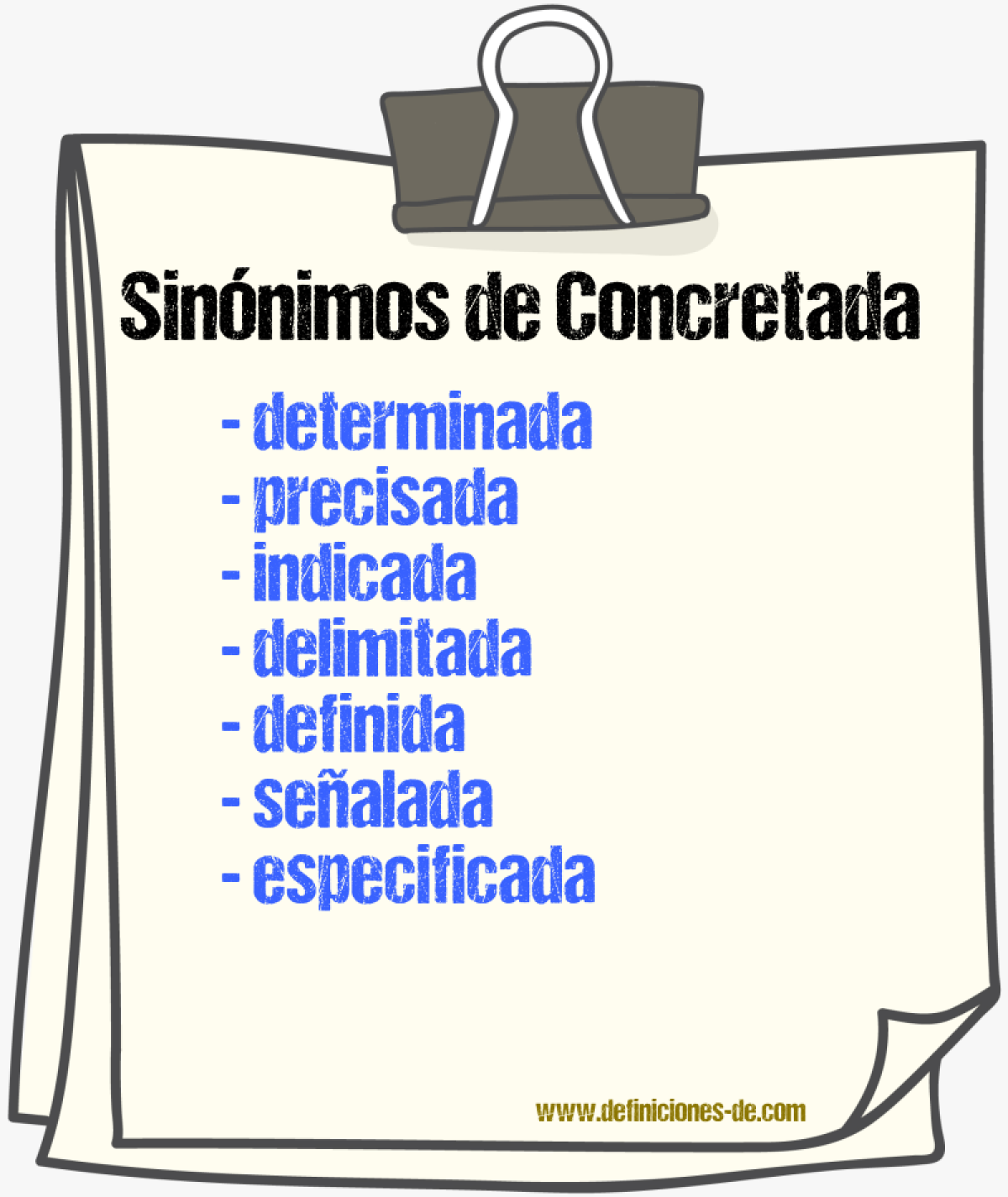 Sinónimos de concretada