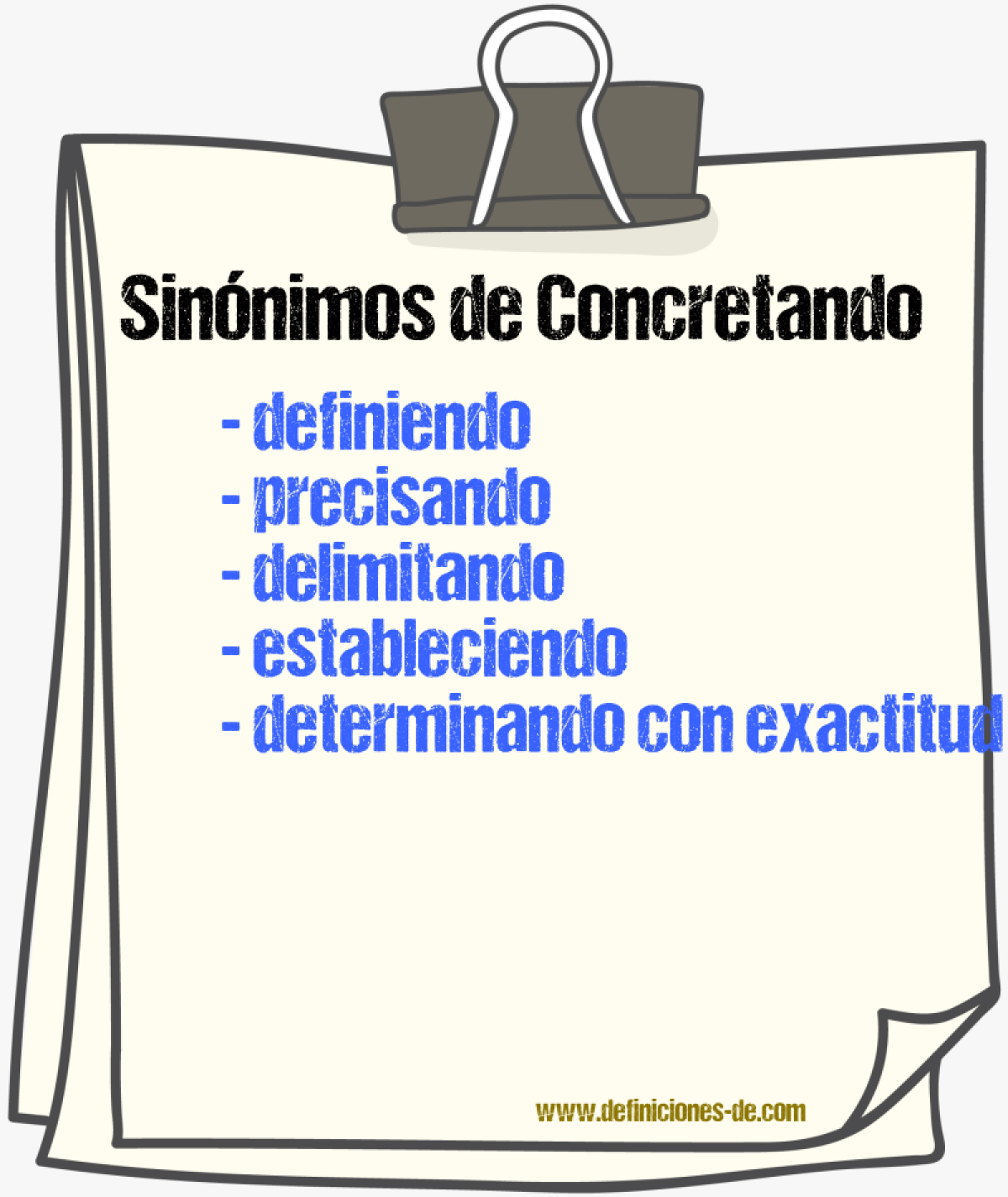 Sinónimos de concretando