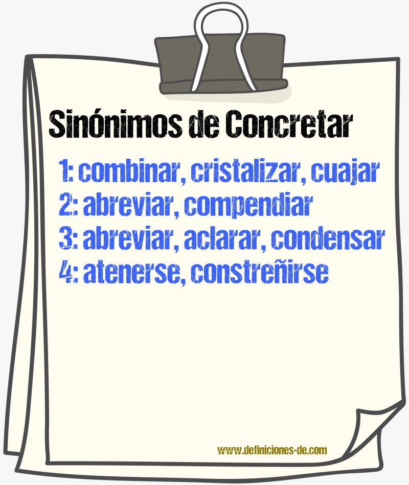 Sinnimos de concretar