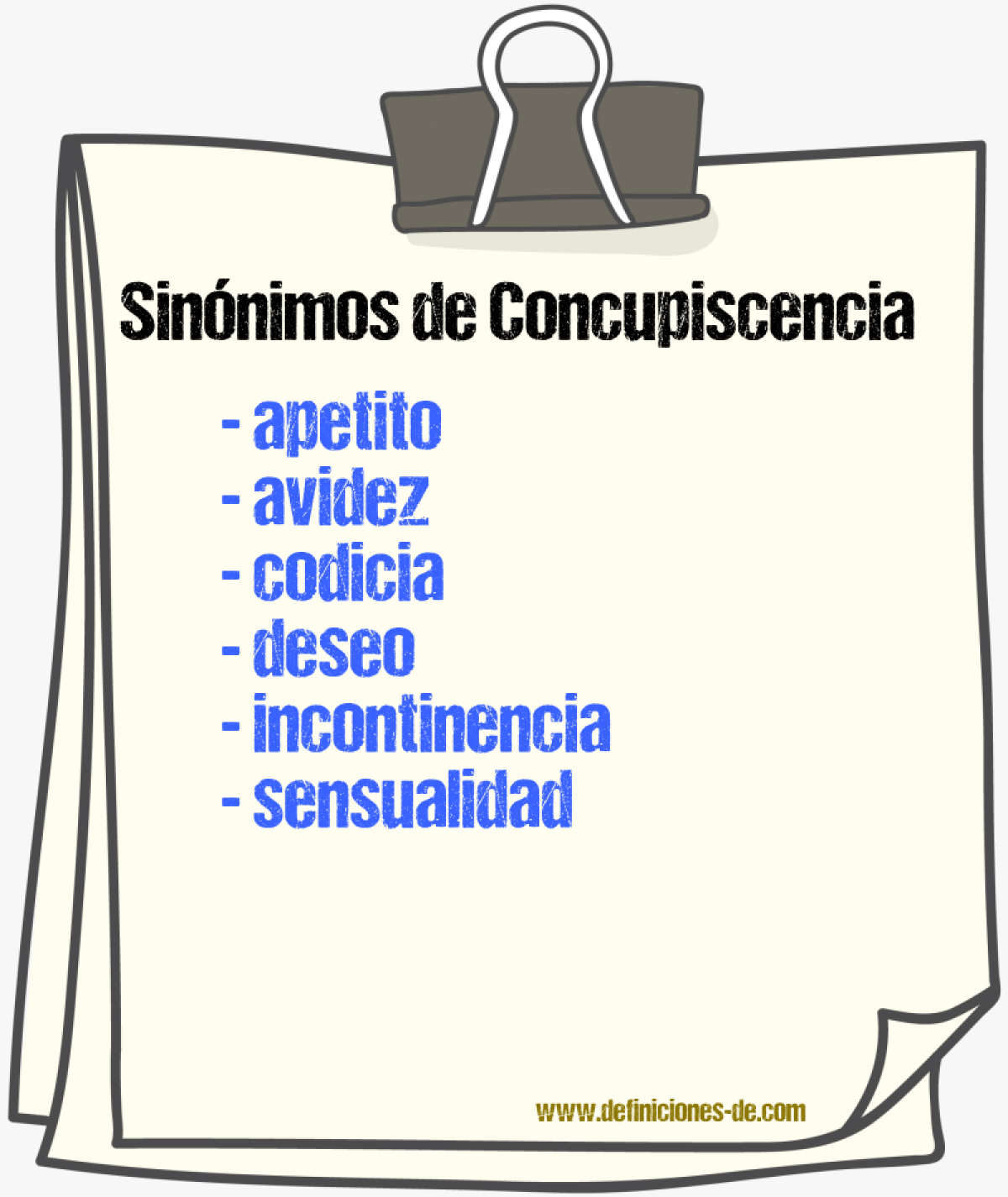 Sinnimos de concupiscencia