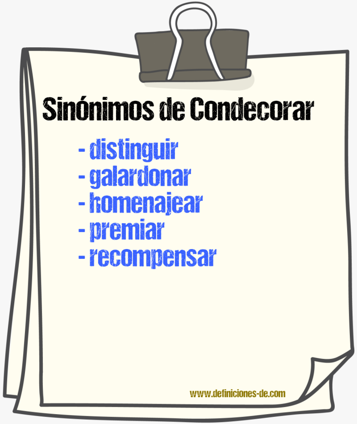 Sinnimos de condecorar