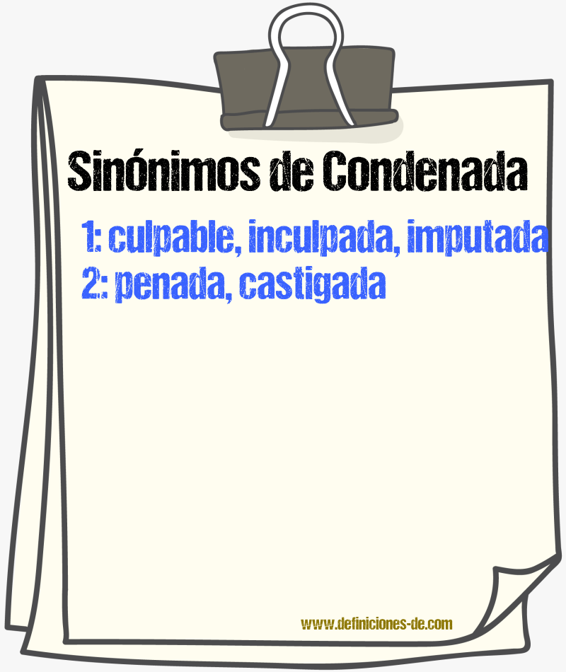 Sinónimos de condenada