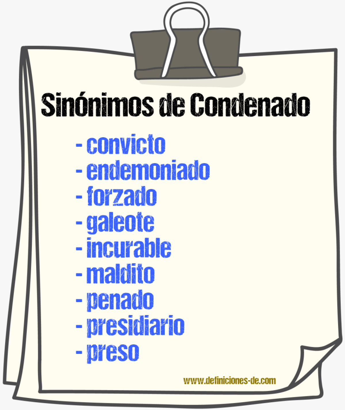 Sinnimos de condenado