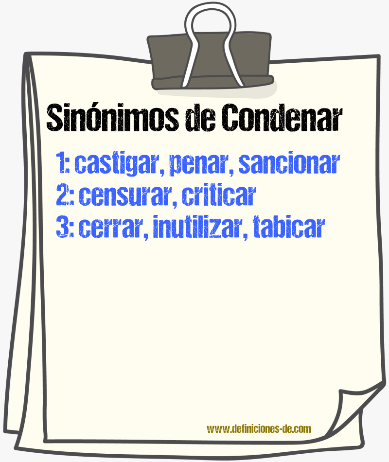 Sinnimos de condenar