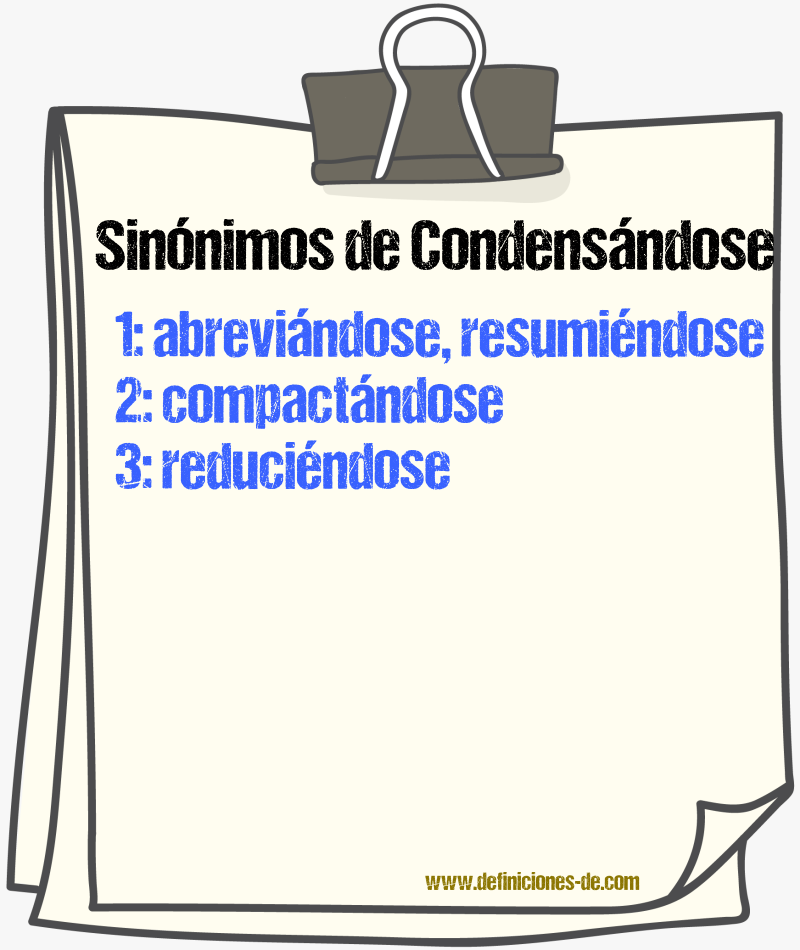 Sinónimos de condensándose